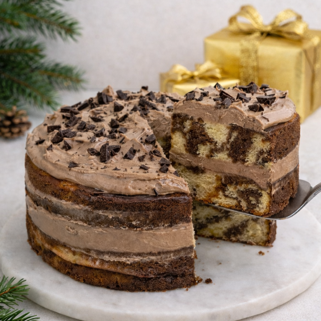 Tarta de chocolate marmoleada sin azúcar