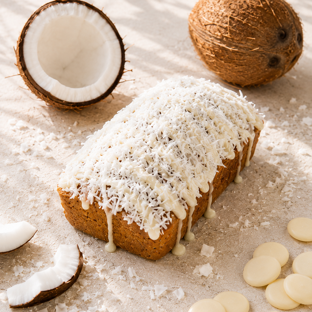 Banana bread de coco y chocolate blanco sin azúcar