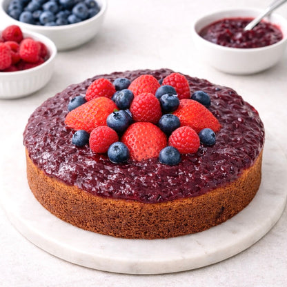 Tarta sin gluten y sin azúcar de frutos rojos