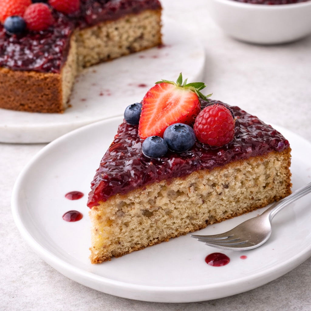 Trozo de tarta sin gluten y sin azúcar