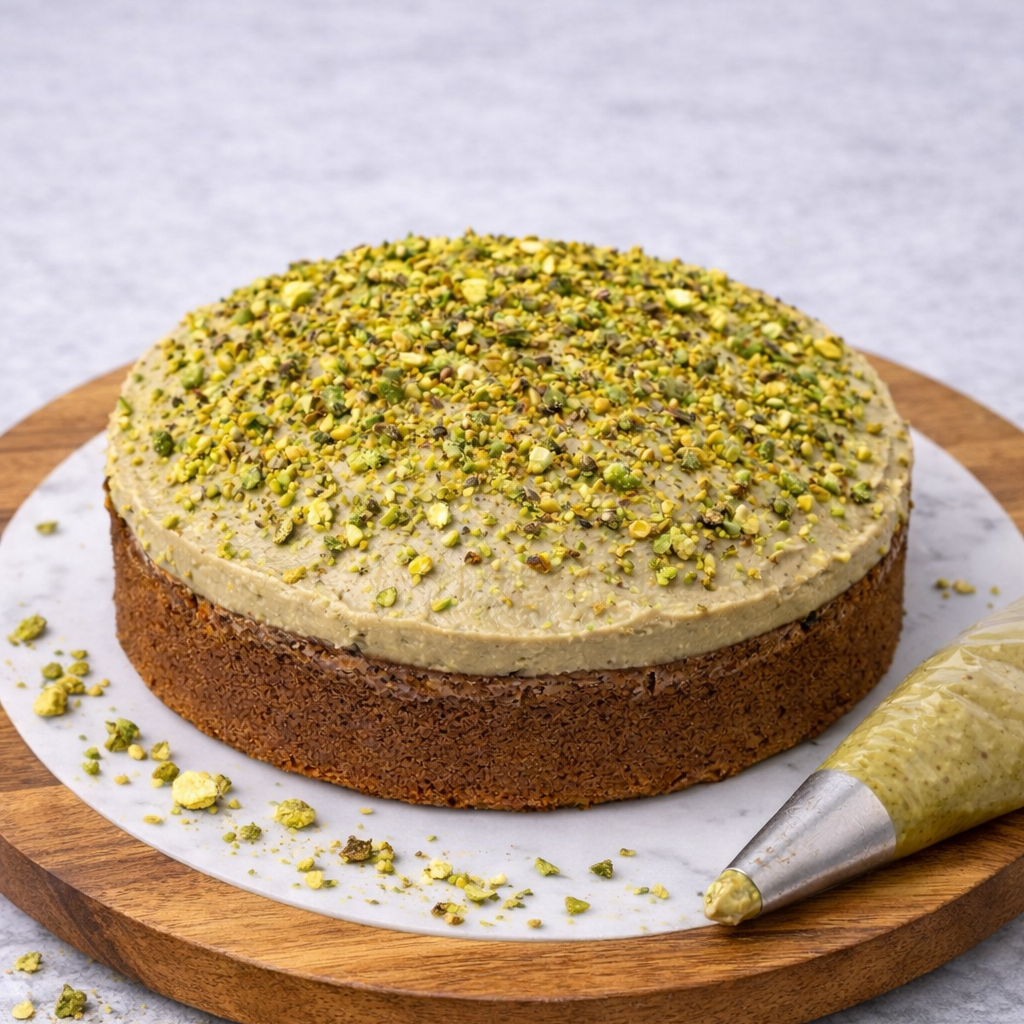 Tarta de pistacho saludable sin azúcar y sin gluten
